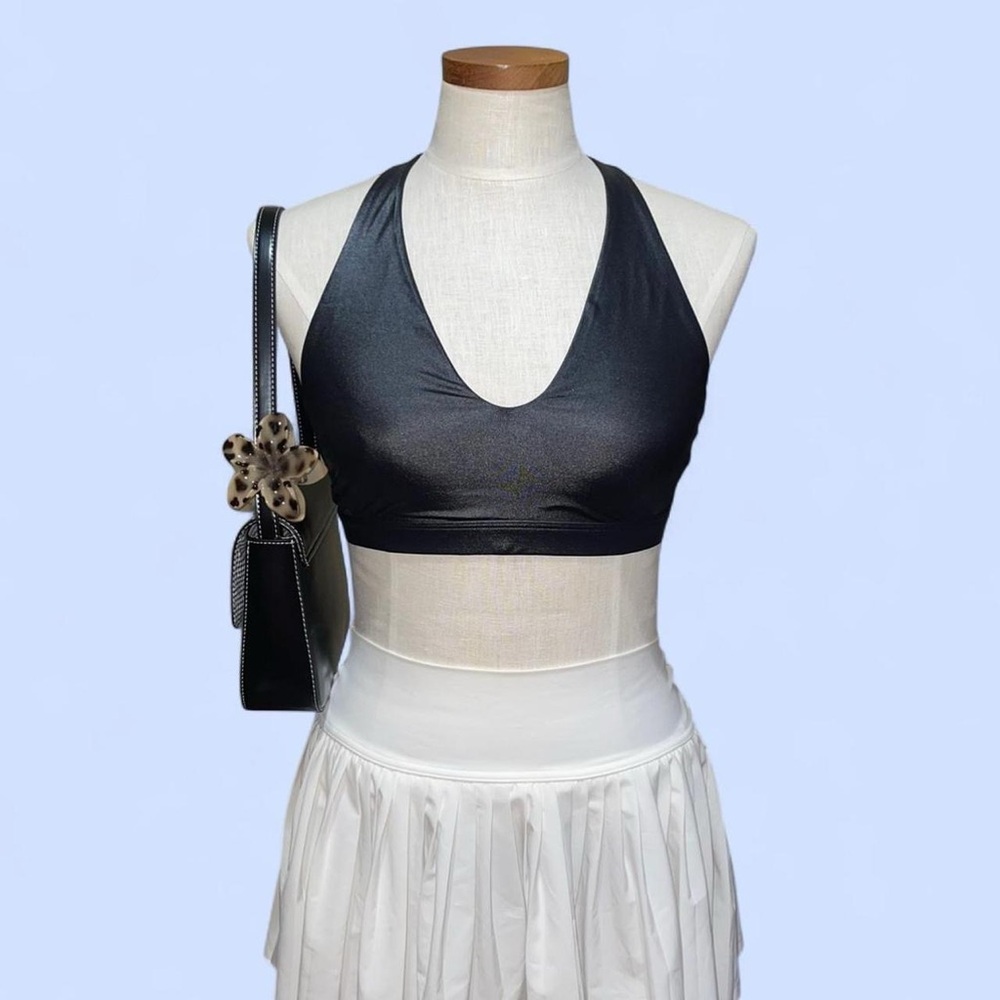 NWT Victoria’s Secret Sport VSX Shine Mesh Racerback Spots Bra Size L Black